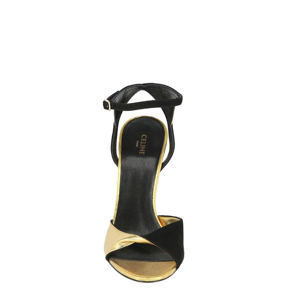 Celine Gold & black 4.3 inches heels sandals.